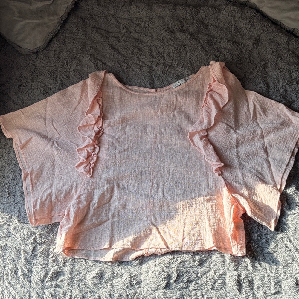 HYFVE Peach Ruffled Textured Blouse